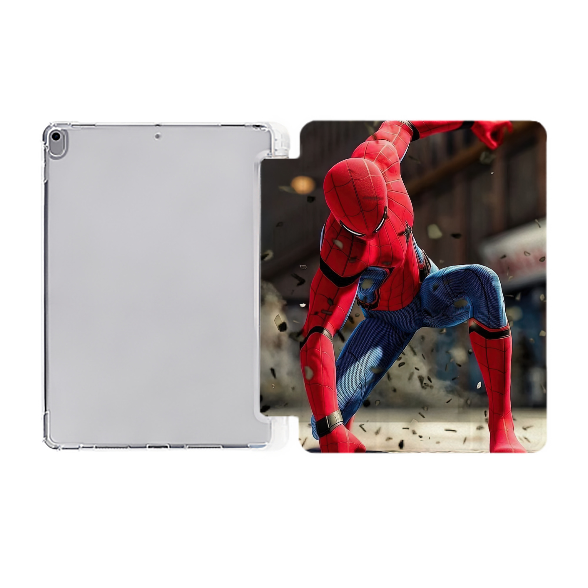 （画像用） Spider Man スパイダーマン IPad ケース ペン収納付き 三つ折りスタンド PUレザー×シリコン 対応機種9.5/10.5/10.9インチ